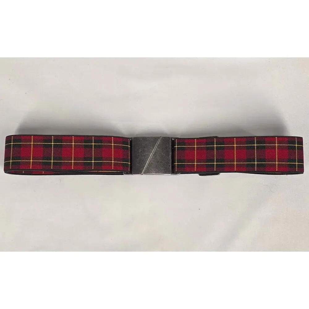 TRUTH PLAID STRETCH BELT – RED TARTAN – UNISEX – INTERLOCKING BUCKLE – 23–39